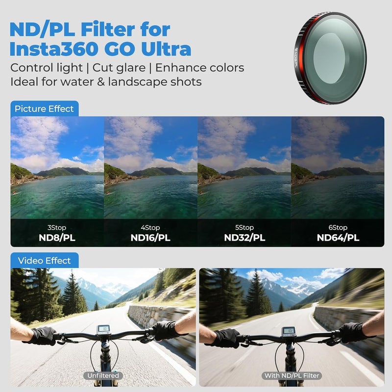 FreeWell مجموعة فلاتر يوم مشمس لـ Insta360 GO Ultra – ND8/PL، ND16/PL، ND32/PL و ND64/PL لفلاتر الاستقطاب والتحكم في الضوء في الظروف الساطعة - Image 3